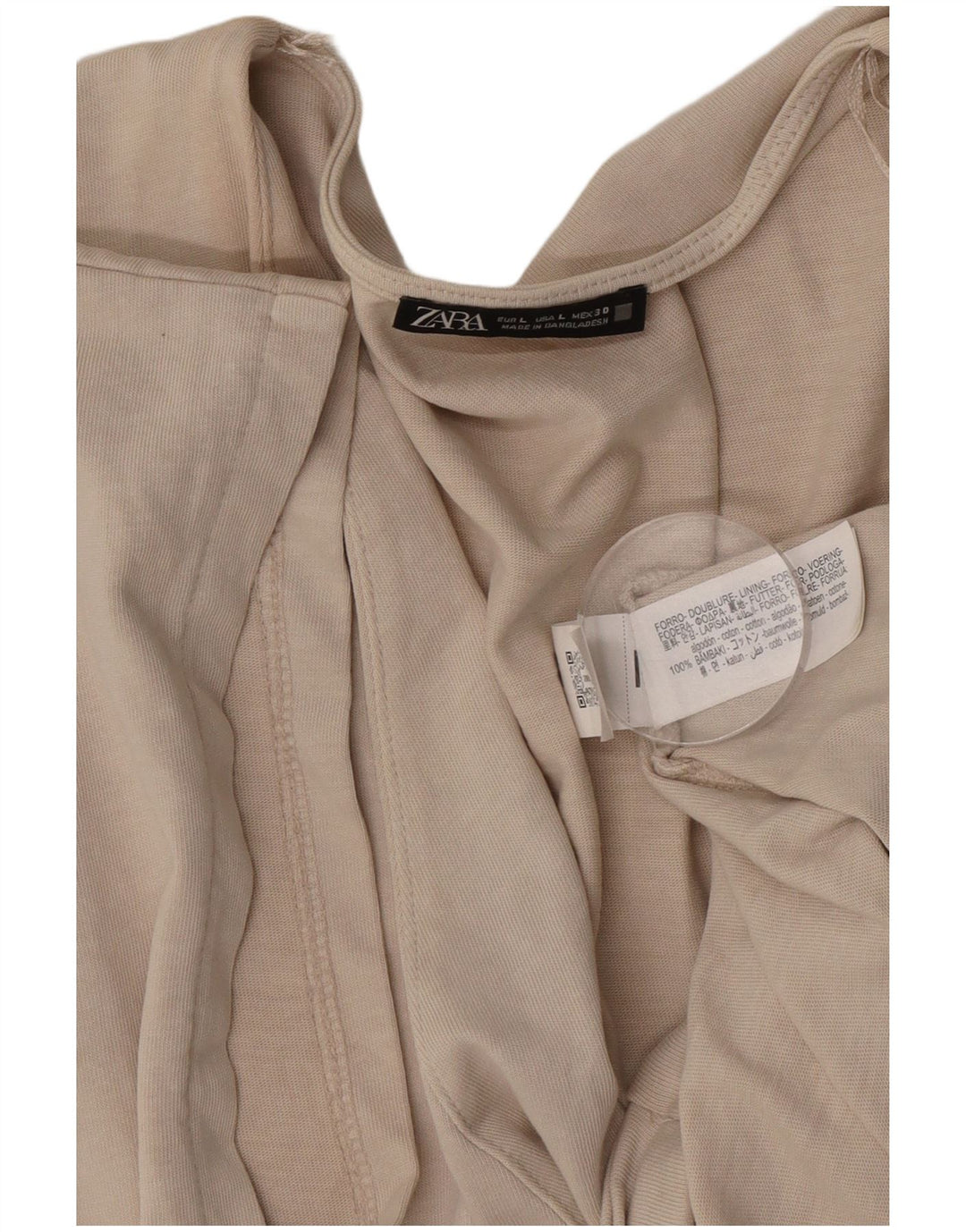 Zara Womens Wrap Blouse Top UK 16 Grand Coton Beige