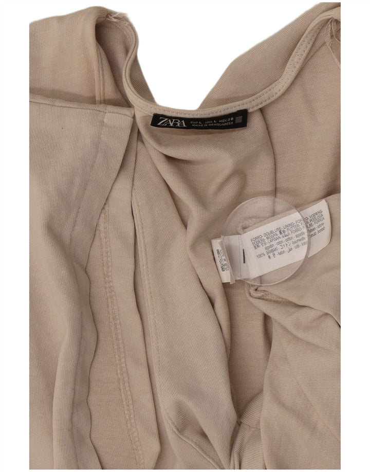 Zara Womens Wrap Blouse Top UK 16 Grand Coton Beige