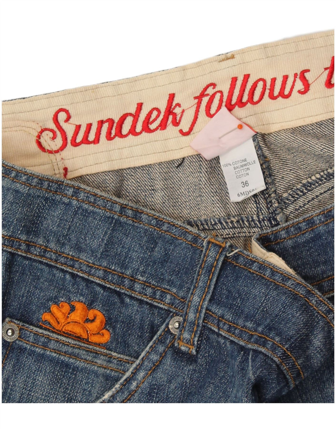 SUNDEK short en jean homme W36 grand bleu rayé coton