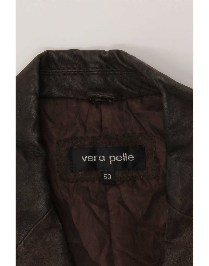 vintage Homme Cuir 3 Bouton Blazer Veste IT 50 Grand Marron