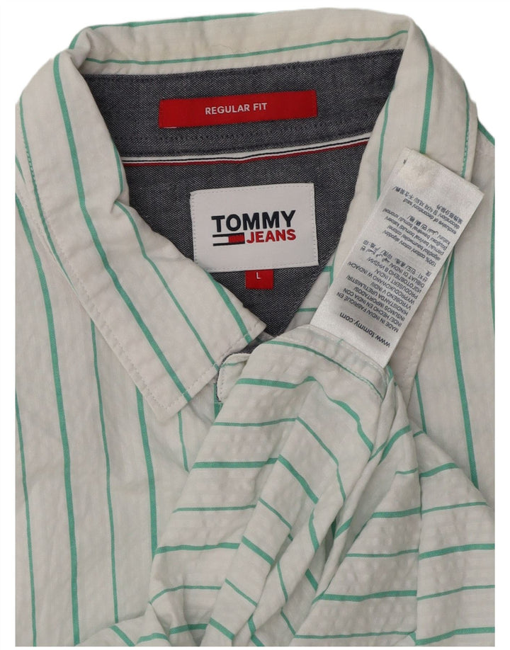 TOMMY HILFIGER Chemise à manches courtes coupe régulière pour homme Large rayé blanc