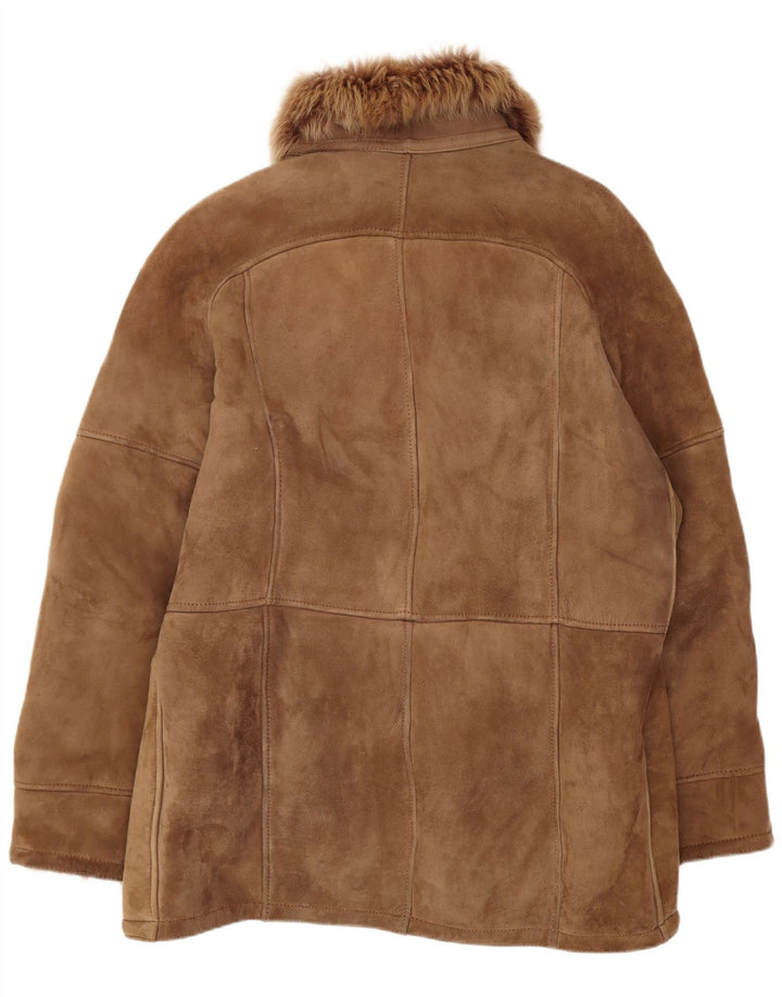 vintage Femme Loose Fit Shearling Veste IT 50 XL Marron Classique