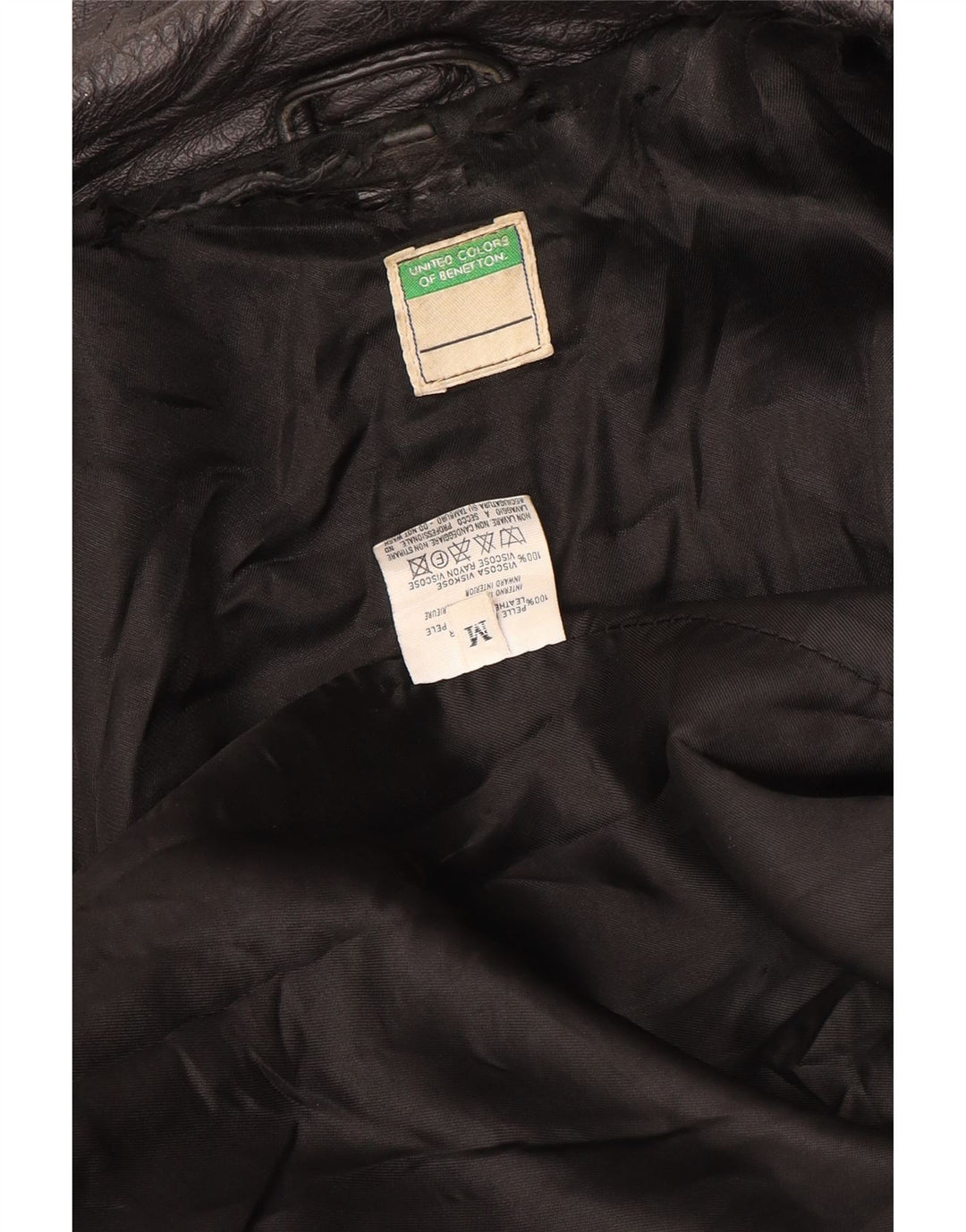 Benetton Veste en cuir pour femme UK 14 Cuir noir moyen