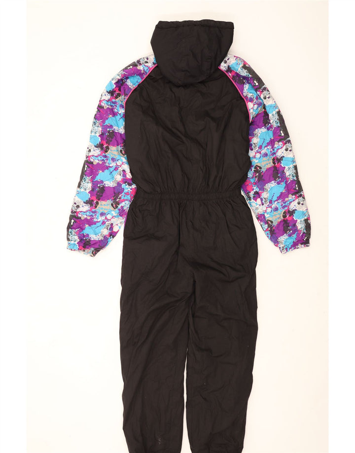 Combinaison de ski à capuche vintage pour homme, polyester color block noir moyen