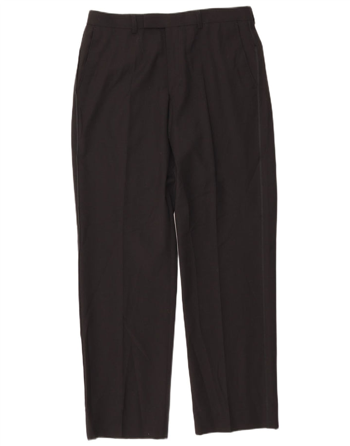 Marks & Spencer Pantalon de costume droit pour homme W32 L31 Noir Polyester