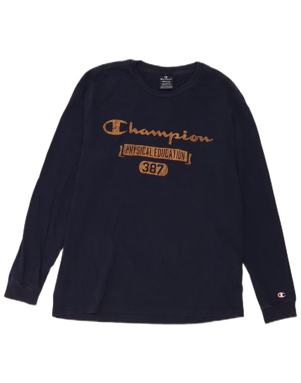 Champion Haut graphique à manches longues pour homme en coton bleu marine moyen