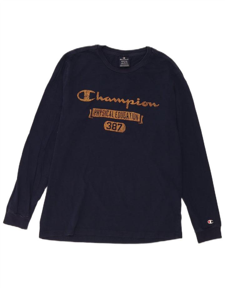 Champion Haut graphique à manches longues pour homme en coton bleu marine moyen