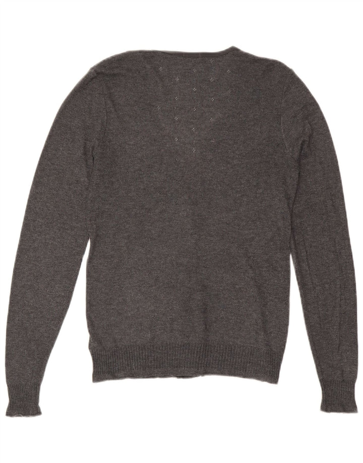 JIGSAW Cardigan Femme Pull UK 12 Gris Moyen Polyester