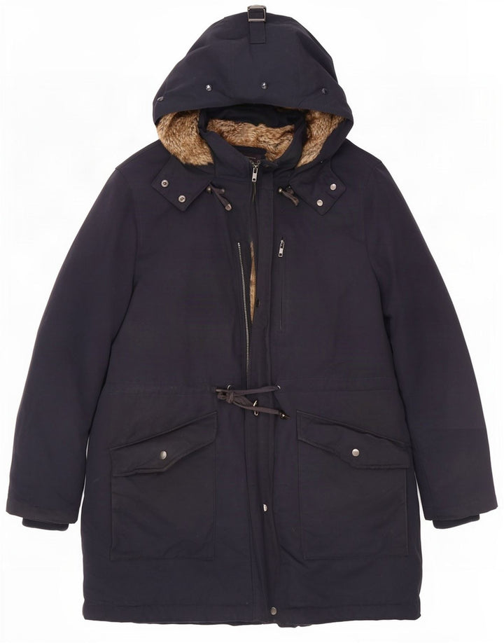 Marks & Spencer Parka à capuche pour femme UK 20 3XL Bleu marine Polyester