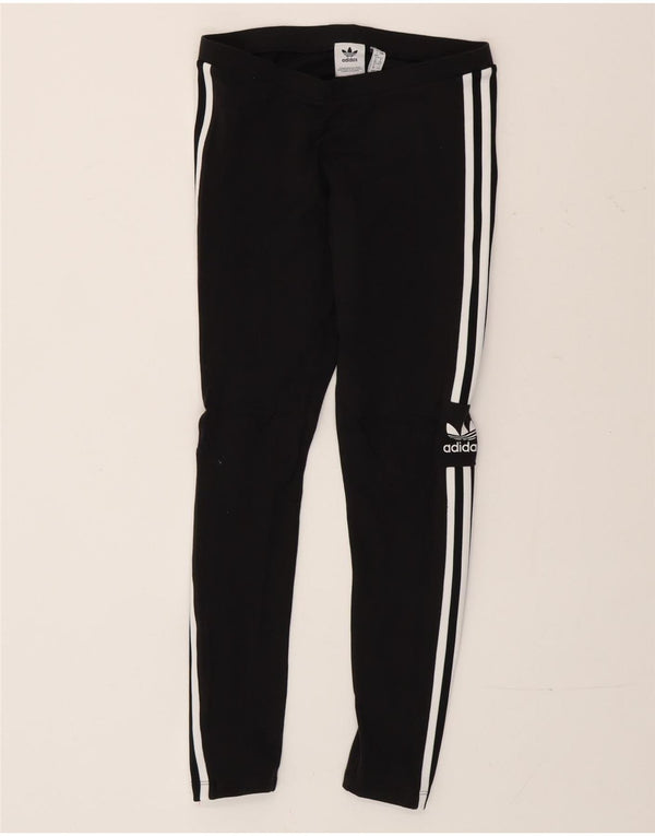 Adidas Womens Graphic Leggings UK 12 Medium Black Cotton