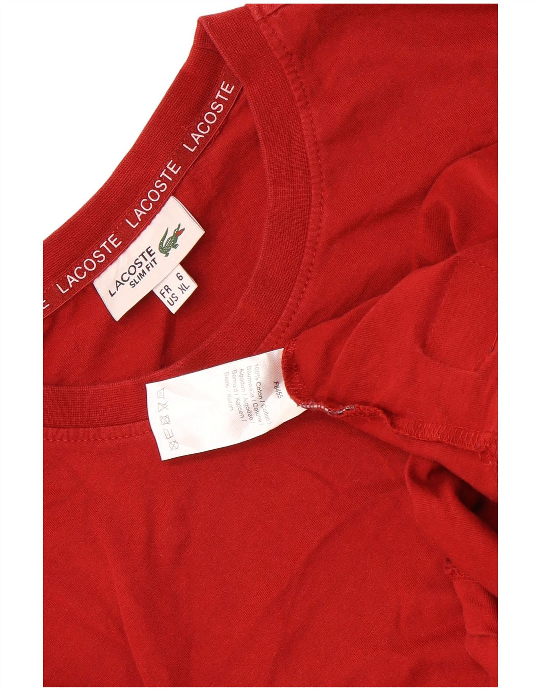 Lacoste T-Shirt Homme Top Taille 6 XL Coton Rouge