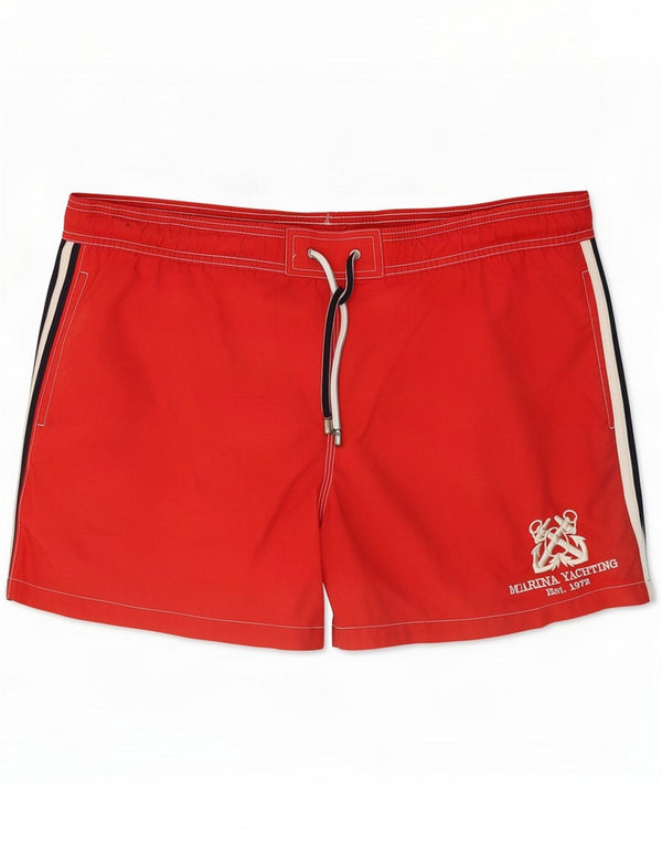 Marina Yachting Short de bain graphique pour homme en coton rouge Large