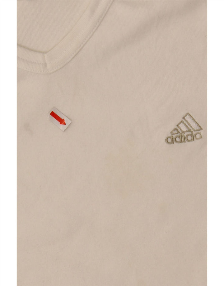 ADIDAS T-shirt pour femme UK 14 en coton blanc moyen