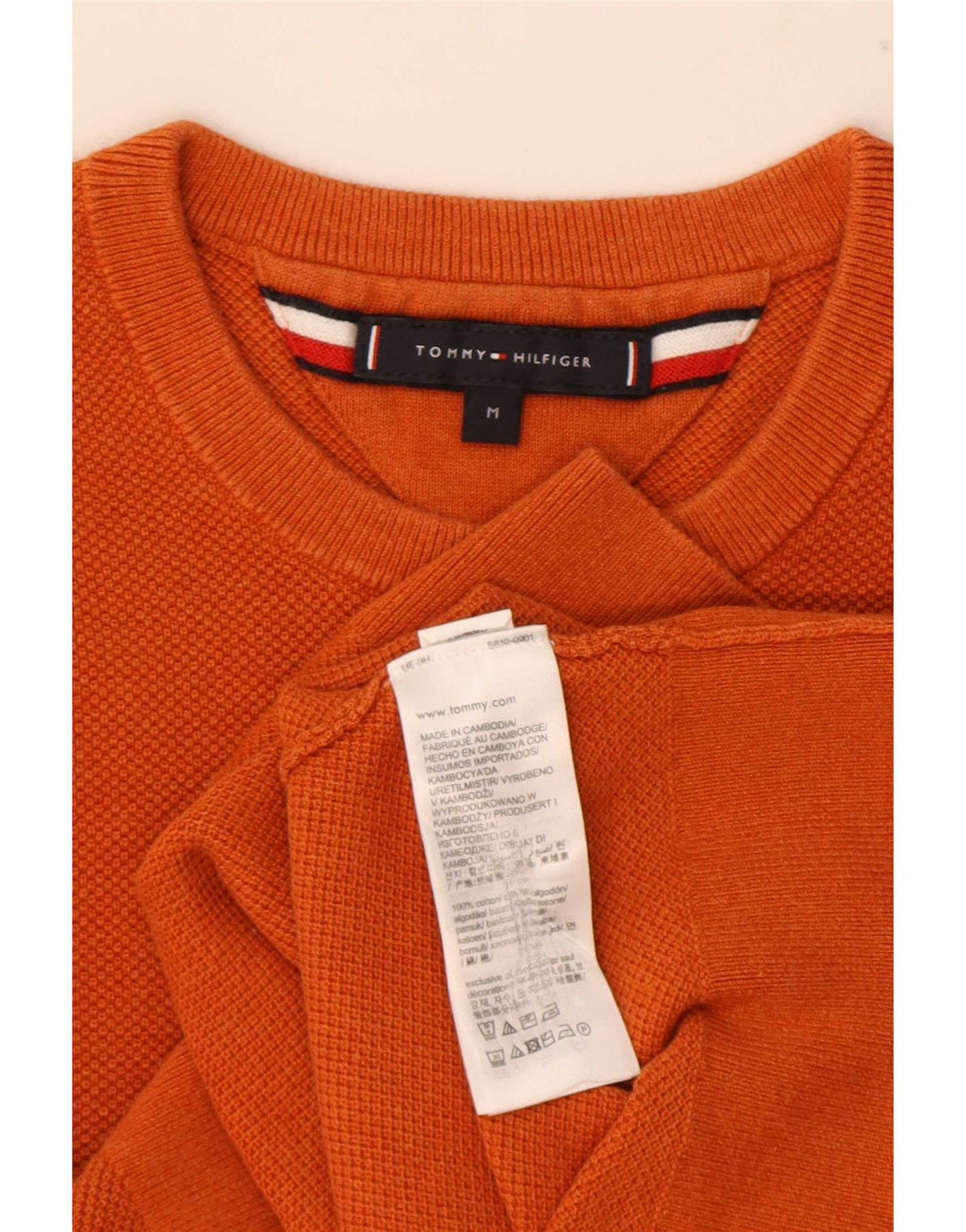 Tommy Hilfiger Pull Col Rond Homme Orange Moyen Coton