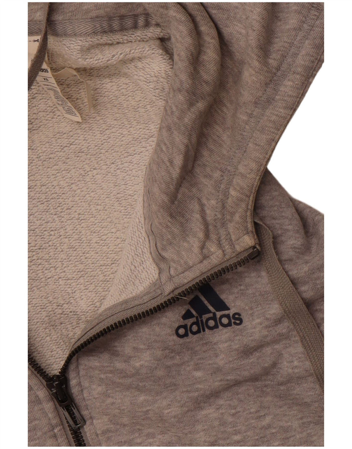Adidas Pull à capuche zippé surdimensionné pour femme UK 6 XS Gris Coton