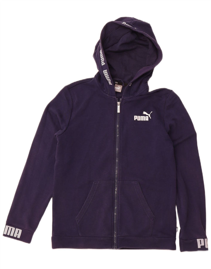 PUMA Sweat à capuche graphique zippé pour garçon 13-14 ans Bleu marine Coton