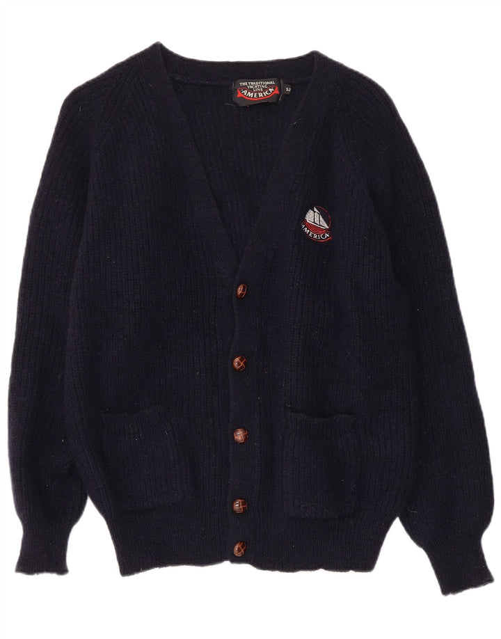 AMERICA Pull Cardigan Femme IT 52 2XL Bleu Marine Laine