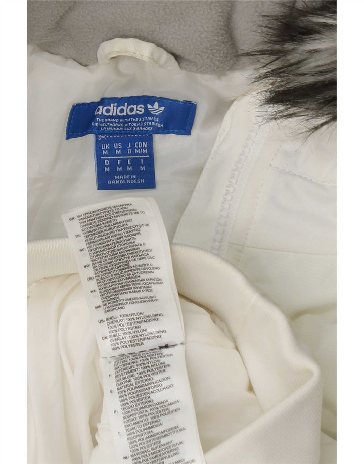 Adidas Veste bomber rembourrée à capuche pour homme UK 38 Medium Blanc Nylon