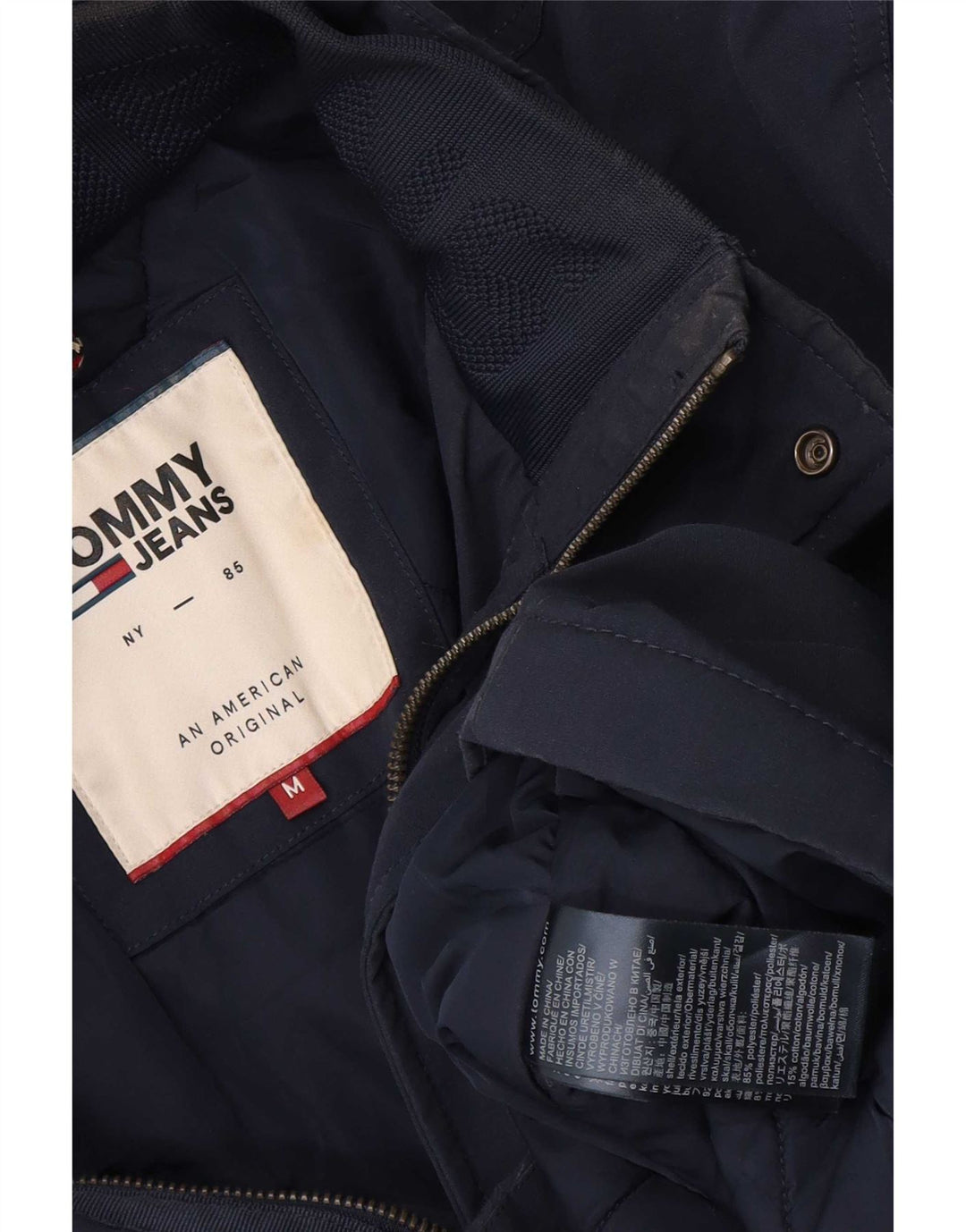 Tommy Hilfiger Manteau coupe-vent à capuche pour homme UK 38 Bleu marine moyen