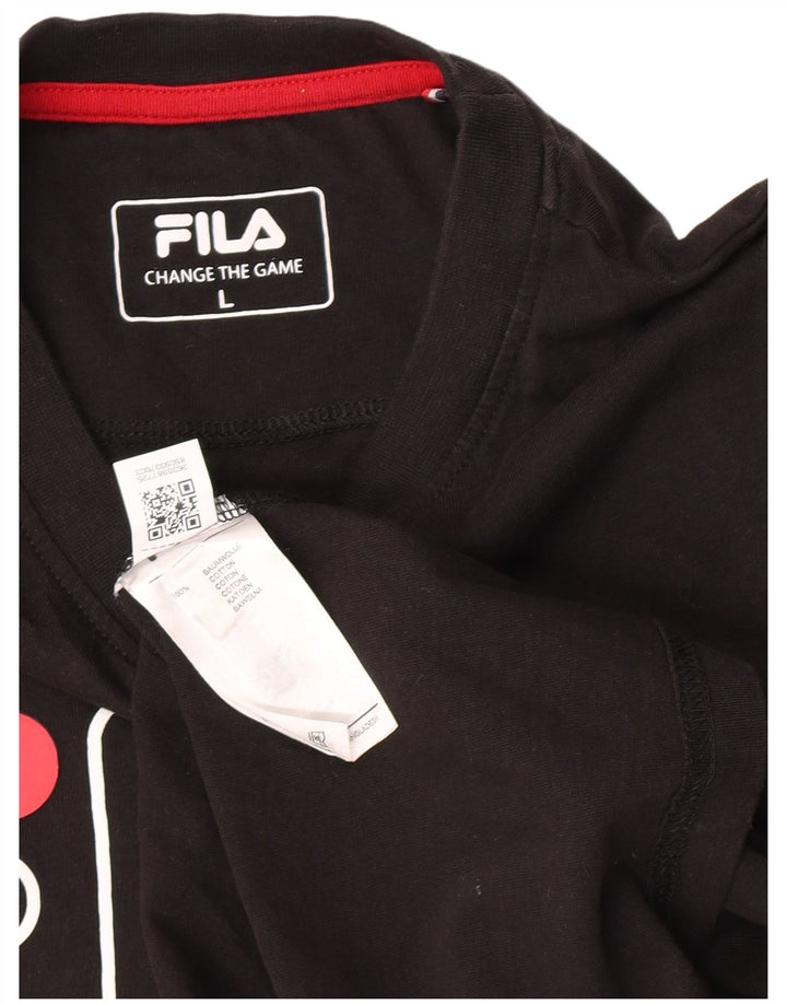 Fila Haut graphique à manches longues pour hommes, grand coton noir