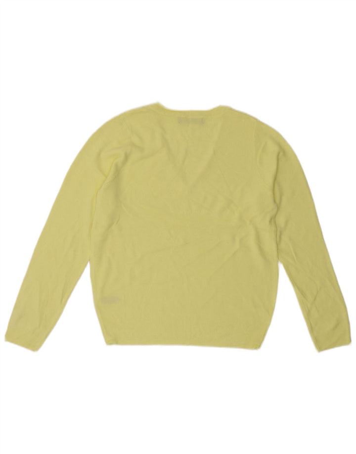 MARKS & SPENCER Pull col en V pour femme UK 10 Petit Acrylique Jaune