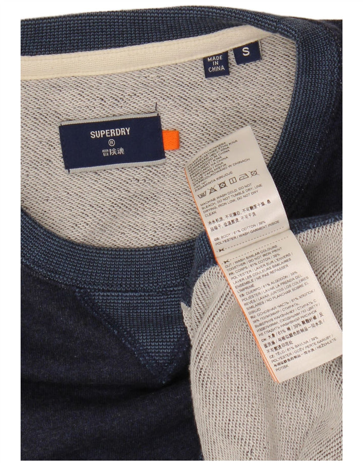 SUPERDRY Mens Sweatshirt Jumper Small Navy Blue Cotton