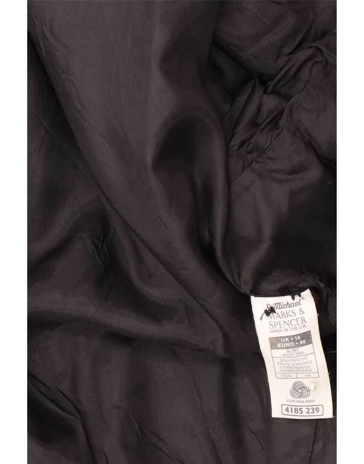 Marks & Spencer Veste blazer à 1 bouton pour femme UK 16 Grande laine noire