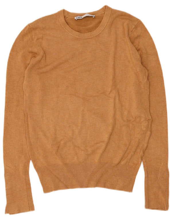 Zara Pull à col rond pour femme UK 16 Large Beige
