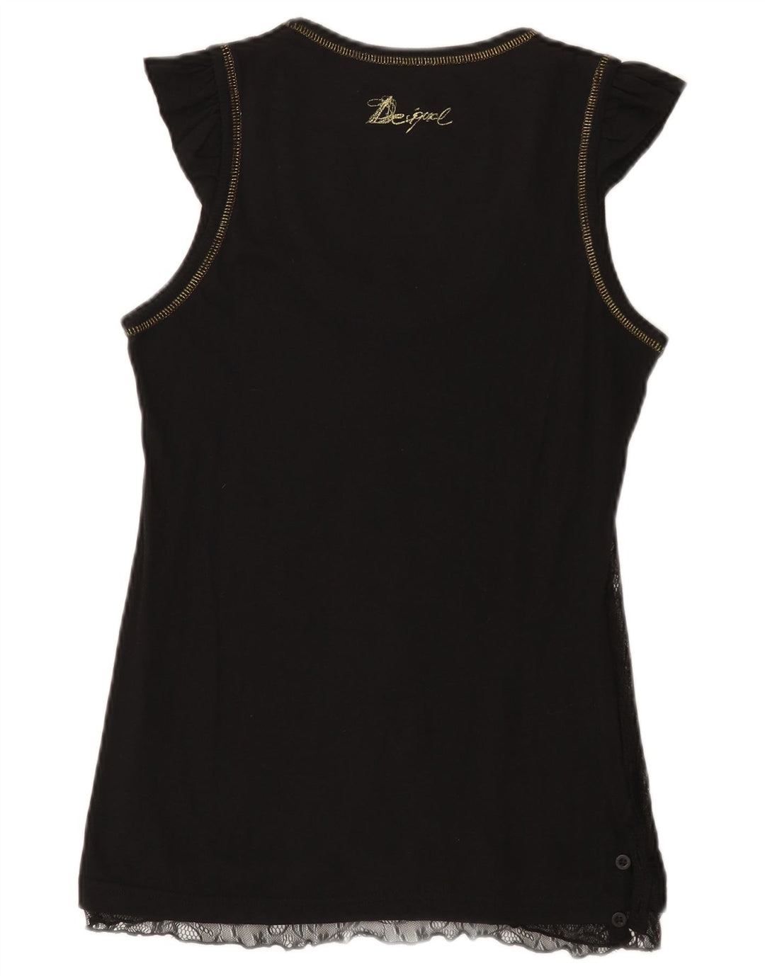 Desigual Débardeur Femme UK 14 Large Noir Coton