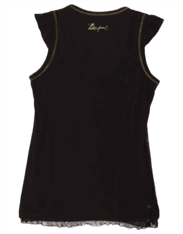 Desigual Débardeur Femme UK 14 Large Noir Coton
