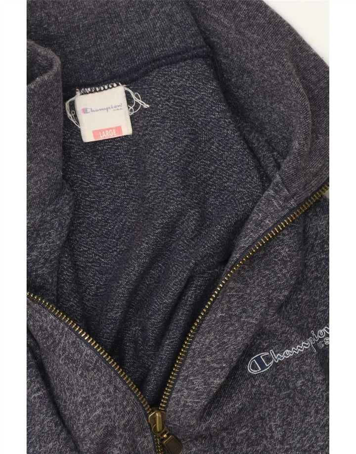 Champion Veste de survêtement graphique pour homme en coton moucheté bleu marine Taille L