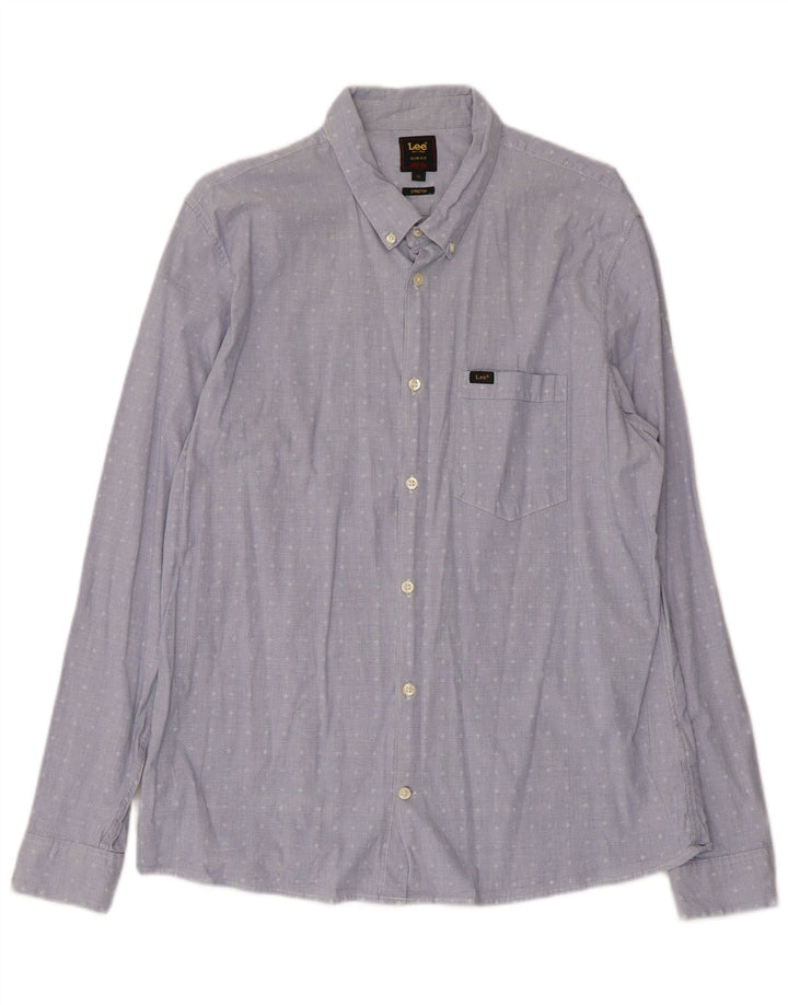 Lee Chemise Slim Fit Stretch Homme Bleu Géométrique Coton
