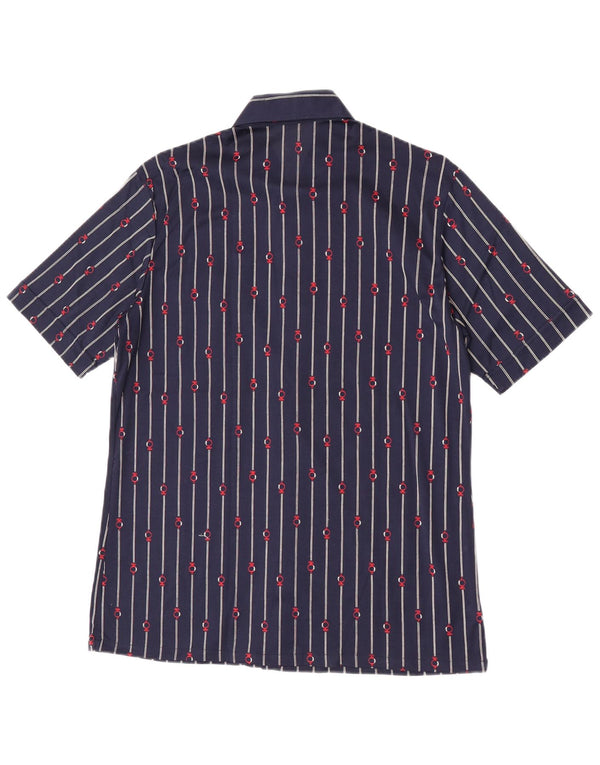 vintage Chemise à manches courtes pour hommes Petit coton rayé bleu marine