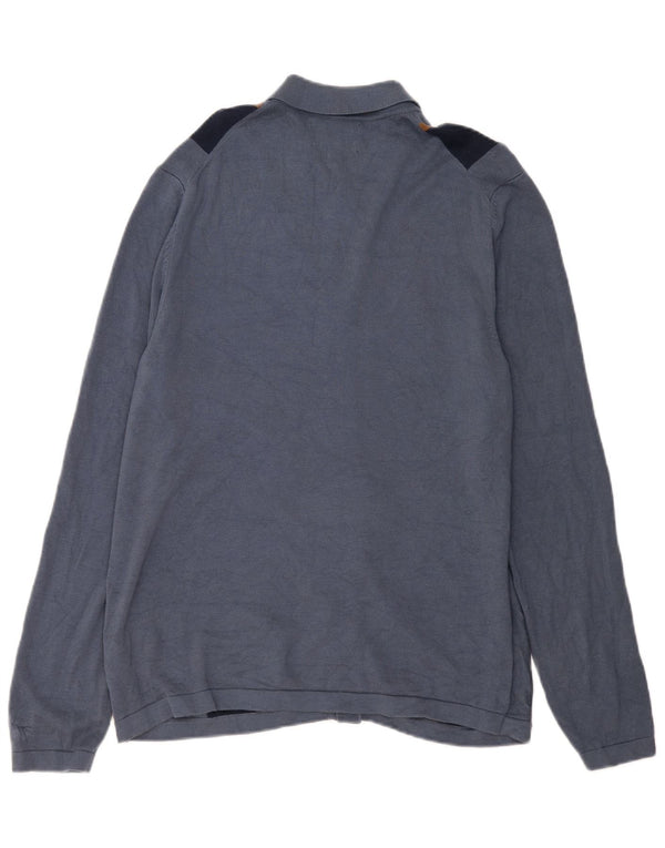 Marks & Spencer Cardigan pour homme en coton rayé bleu grand