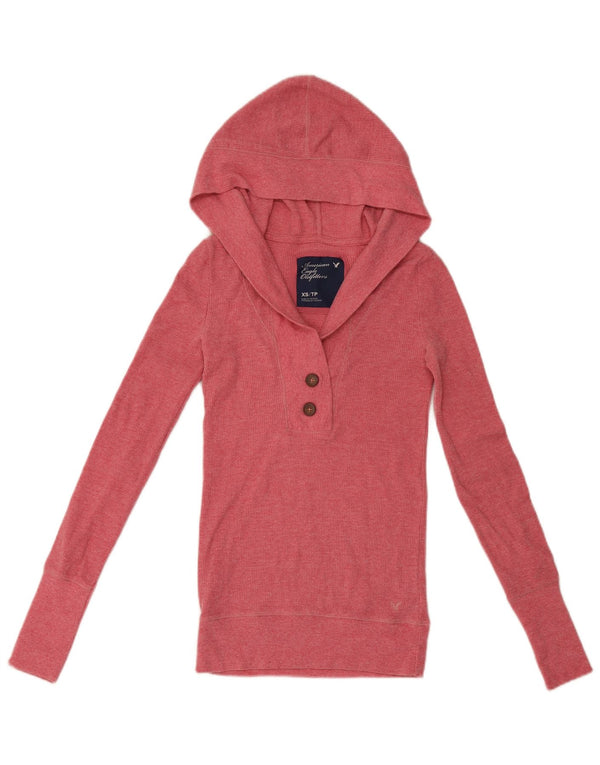 American Eagle Outfitters Haut à capuche à manches longues pour femme UK 4 XS Coton rose