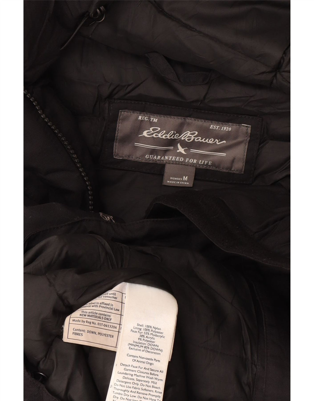 Eddie Bauer Veste Parka à capuche pour femme UK 14 Medium Black Nylon