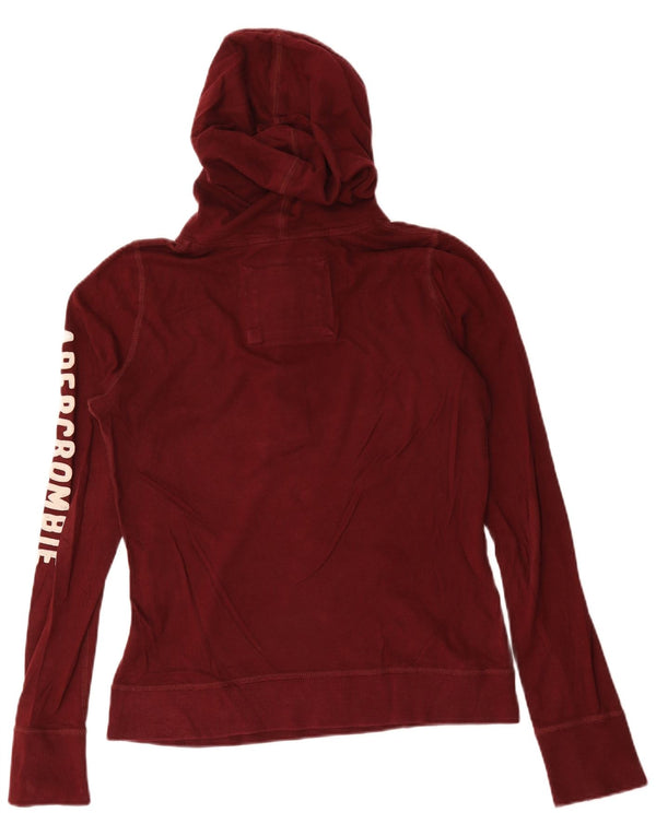 Abercrombie & Fitch Pull à capuche boutonné pour femme UK 16 Large Bordeaux