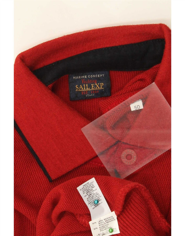 Sail Exp Pull col polo pour homme IT 50 Laine rouge moyen