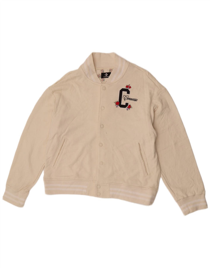 Converse Graphic Varsity Jacket UK 18 XL Coton rayé blanc