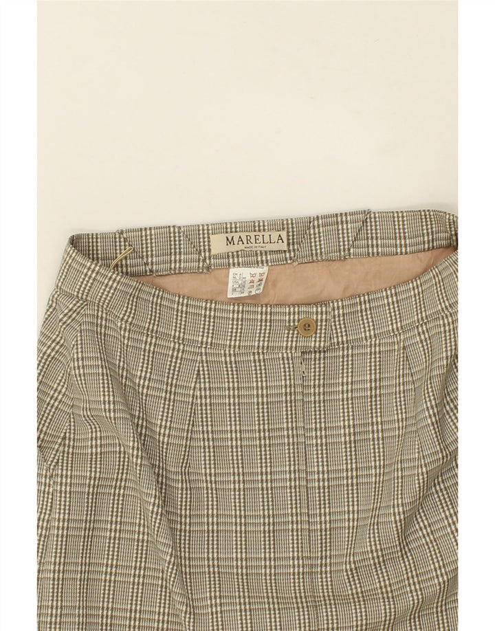 MARELLA Womens Straight Skirt UK 14 Medium Beige Check Wool Vintage Marella and Second-Hand Marella from Messina Hembry 