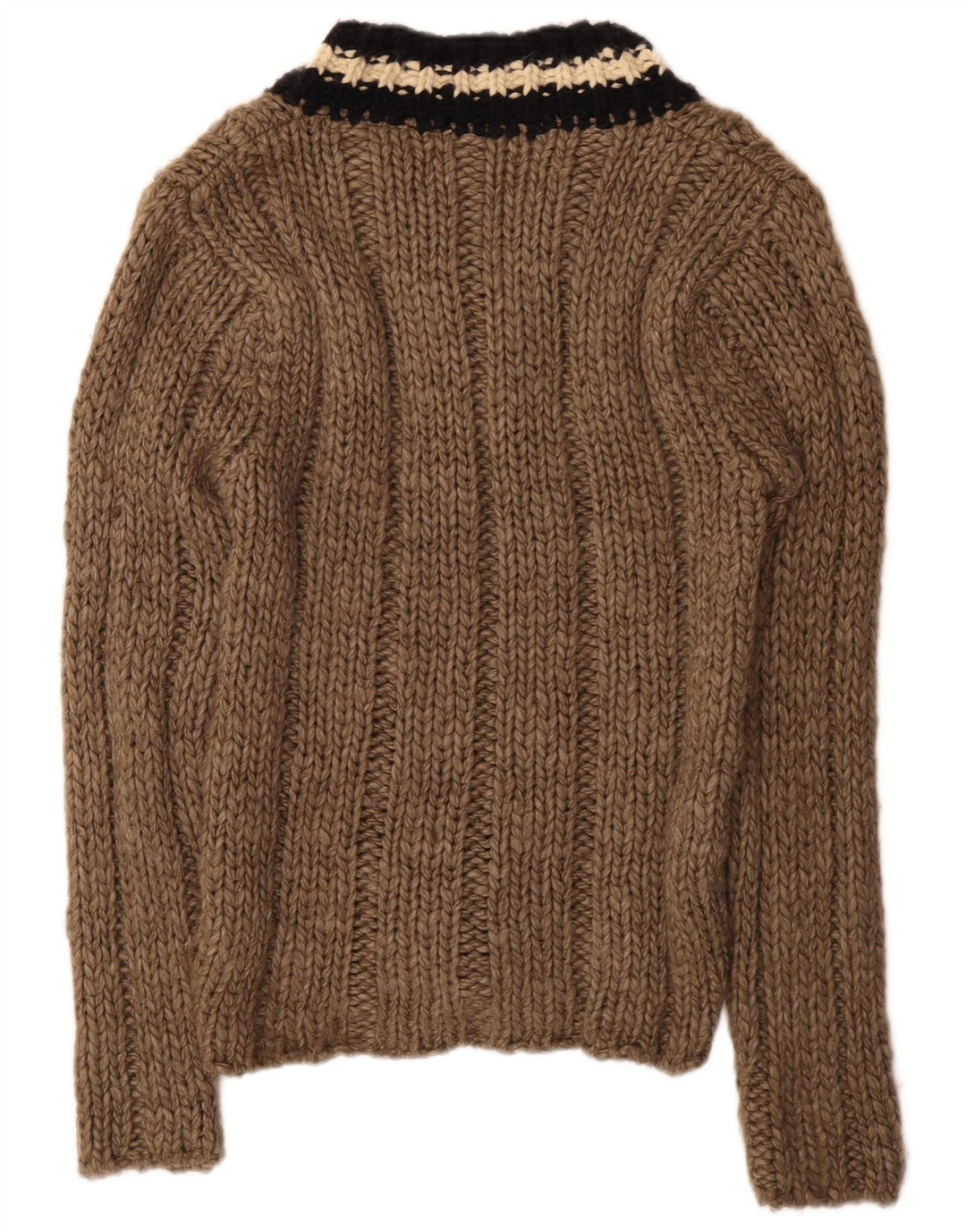 Zara Pull col V pour homme en acrylique rayé marron