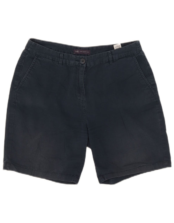 Marks & Spencer Short Chino Femme UK 12 Medium W31 Bleu Marine Coton