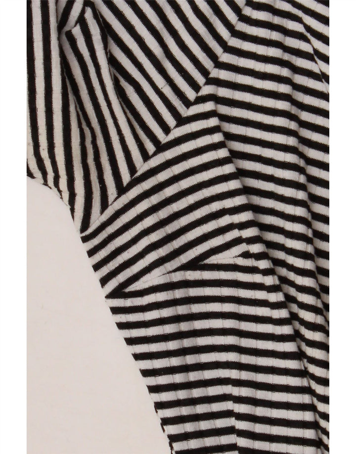 Topshop Robe Portefeuille Femme UK 10 Petit Polyester Rayé Noir