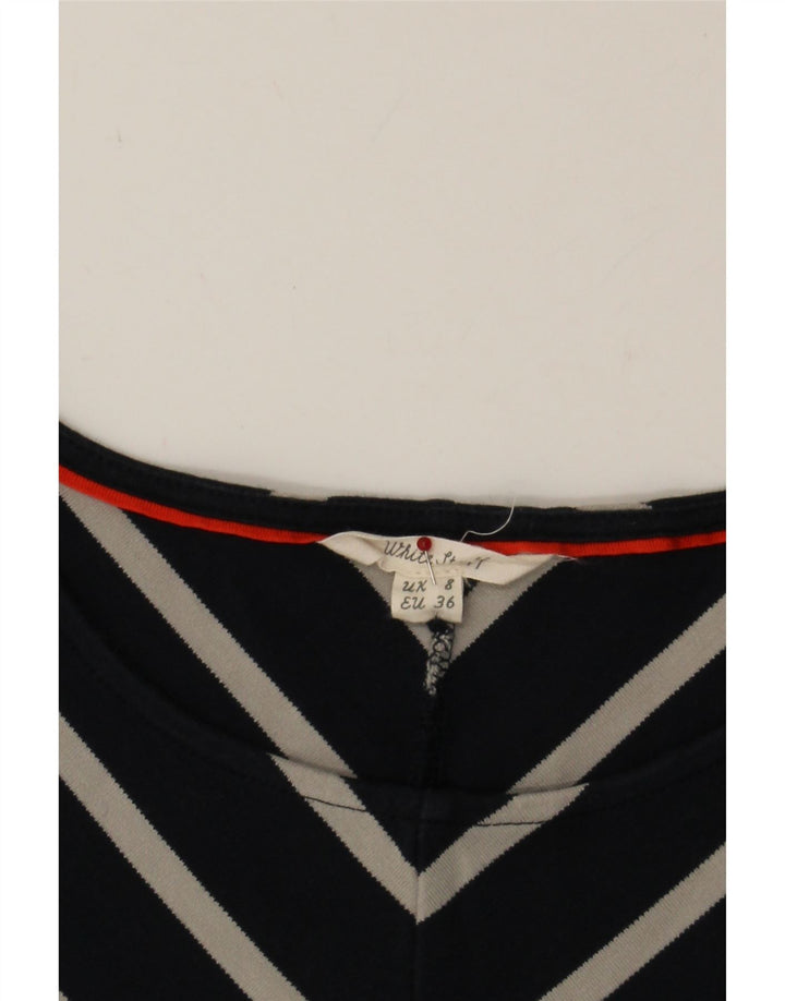 WHITE STUFF Womens A-Line Dress UK 8 Small Black Chevron Cotton Vintage White Stuff and Second-Hand White Stuff from Messina Hembry 