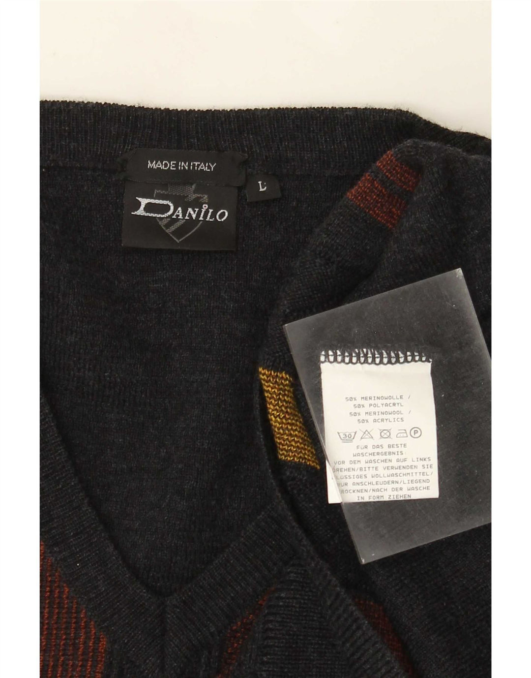 Danilo Pull col V homme grand gris rayé polyacrylique