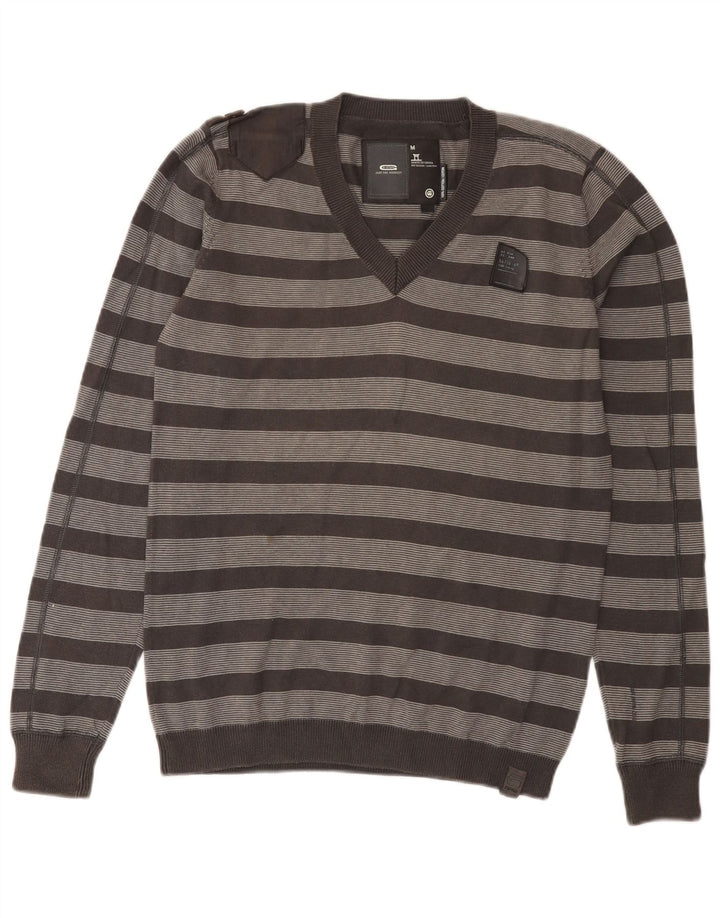 G-Star Pull Col V Homme Gris Moyen Rayé Coton