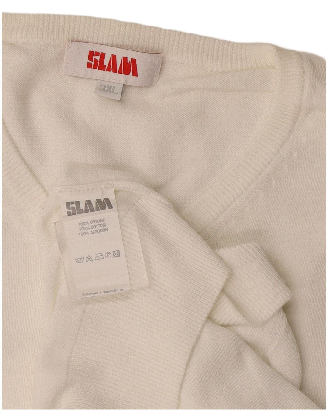 Slam Pull col V pour homme 3XL en coton blanc