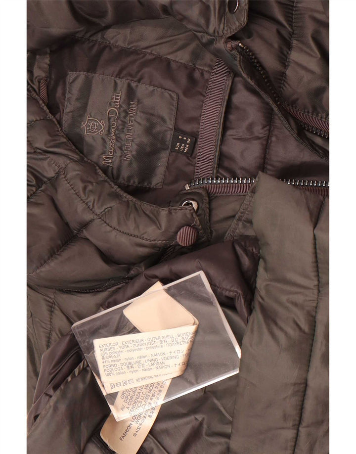 Massimo Dutti Manteau rembourré à capuche pour femme UK 10 Petit Kaki Polyester