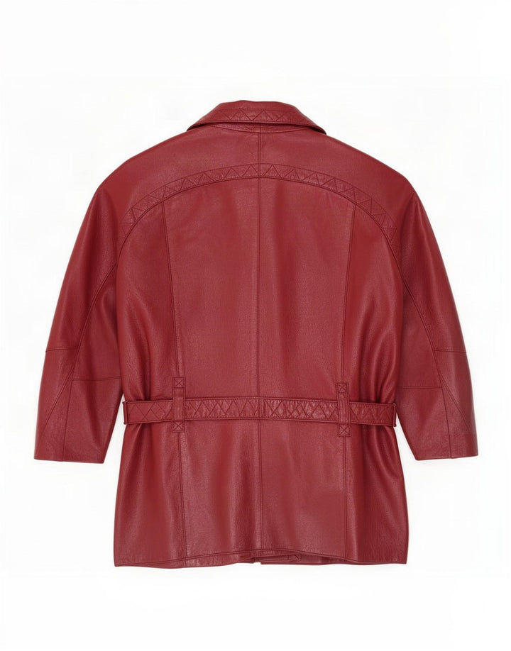 veste de motard en cuir surdimensionnée femme vintage EU 38 Bourgogne moyen