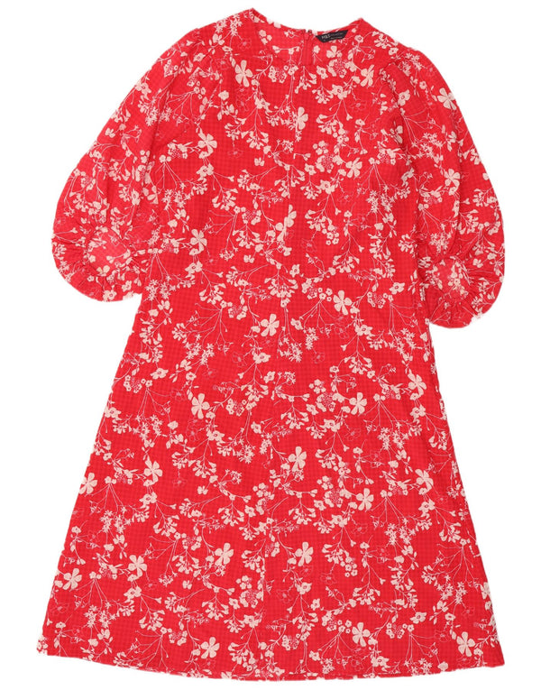 Marks & Spencer Robe longue à manches 3/4 pour femme UK 16 Large Rouge Floral